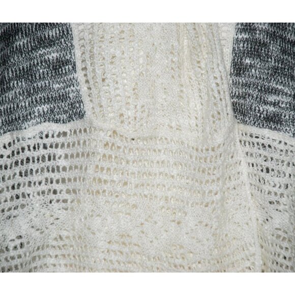 Energe World Wear Ladies Gray White Cardigan Sweater SZ L Open Front Lace LS - Picture 5 of 12